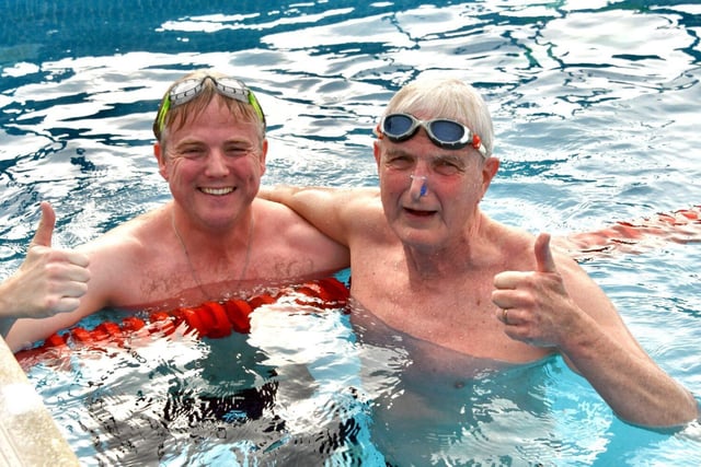 350 lengths between dad and son