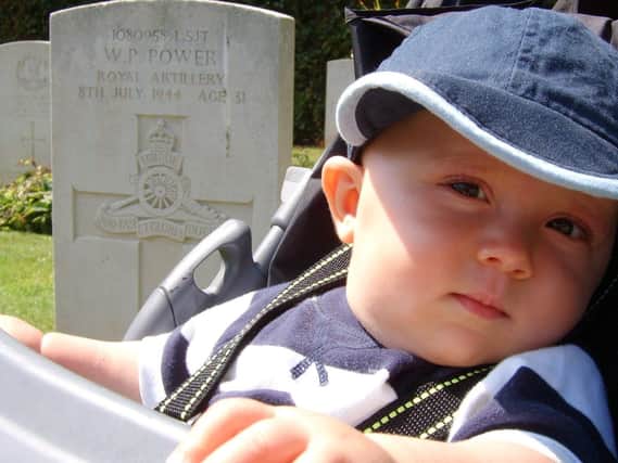 Alex's first visit to his Great Granddad's grave in Normandy