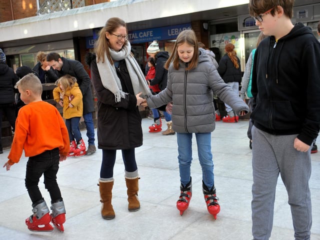 A Christmas ice rink opened outside the Help Point in Church Walk, Burgess Hill, on Wednesday, December 20