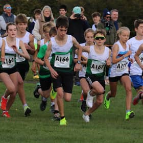 The start of the combined boys and girls' U16 race - with Chichester to the fore | Picture by Ian Luxford
