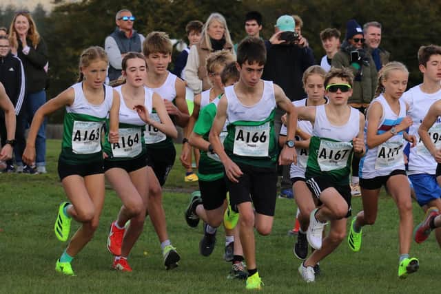 The start of the combined boys and girls' U16 race - with Chichester to the fore | Picture by Ian Luxford