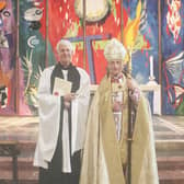 Simon pictured left with Bishop Martin Warner 