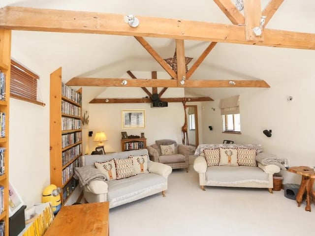 This five bed converted barn in Anmore Road, Denmead is on the market for £1.4m. It is listed on Zoopla by White & Guard Estate Agents.