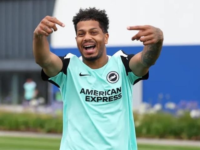 Brighton striker Georginio Rutter is in high spirits