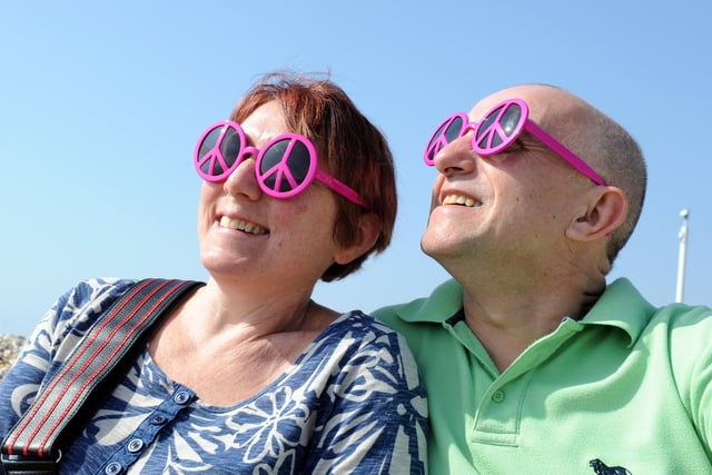 Kevin and Diane Badham enjoying the sun on the beach in Bognor Regis