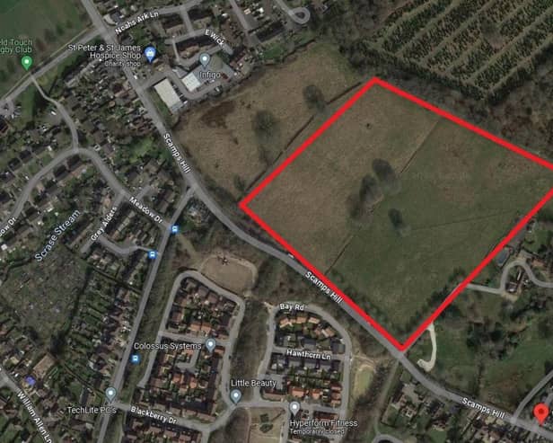 A rough outline of the area that Gladman Developments hopes to build 90 new homes on in Lindfield. Photo: Google Maps
