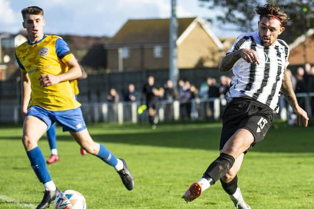 Eastbourne Town in their win at Peacehaven | Picture: Paul Trunfull