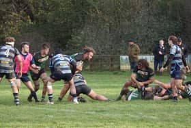 Dylan Eames with the ball for Heathfield RFC | Picture: Roger Cuming