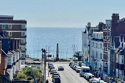 The flat has sea views