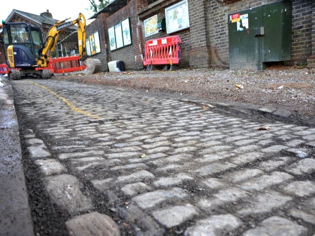 Roadworks just down from Burgess Hill railway station have exposed some old brickwork. SR2210185