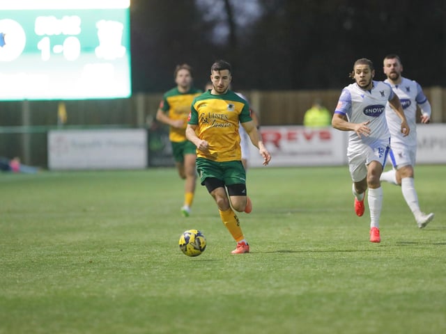 FA Trophy action between Horsham and AFC Totton