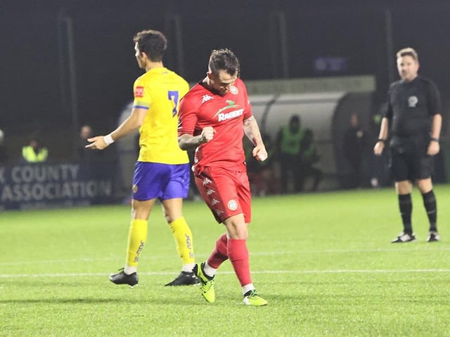 Action from Worthing FC's 4-0 win at Lancing FC in the third round of the Sussex Senior Cup