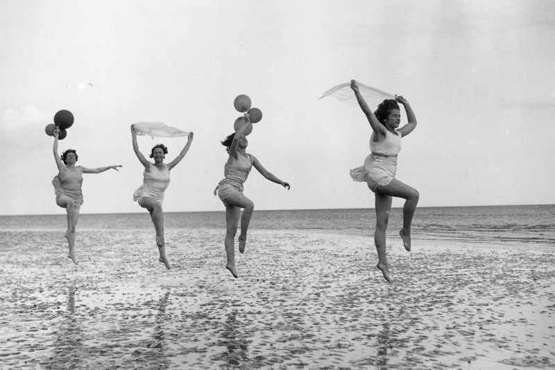 Dancing school pupils practice en plein air at Worthing in May 1933.