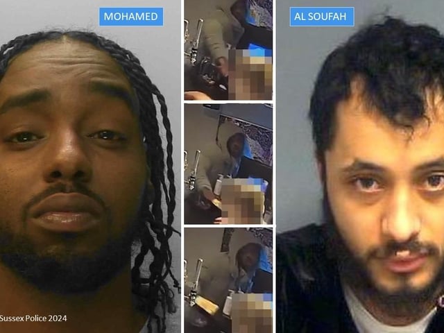 Three men have been sentenced following a series of violent incidents at a venue in Hove, which left several people injured. On the evening of November 25, 2022, a group of friends were celebrating at Rockwater on Hove seafront when three members of the party became involved in altercations with other guests. The men – Abdumajid Mohamed (left), 30, of Oxford Road, Chiswick, Fouad Al Soufah (right), 29, of Lampton Road, Hounslow, and Michael Evans, 29, of Thornbury Road, Isleworth – were involved in incidents that left one man with a broken ankle and two others with head injuries after they were struck with glass bottles and punched. On November 28, at Brighton Magistrates’ Court, Mohamed was remanded in custody, but later released on bail following an appeal. Police enquiries identified Al Soufah as the third man involved, and he voluntarily attended Staines Police Station for an interview on February 15, 2023. He and the other two men were charged on September 14 with a further count of grievous bodily harm with intent and with affray. At court, Al Soufah was also charged with assault, to which he pleaded guilty on the first day of trial in Hove on July 22. On August 8, the verdicts were delivered and Mohamed was found guilty of two counts of grievous bodily harm with intent and for affray. He was found not guilty in relation to a third grievous bodily harm with intent offence, where a 21-year-old reported being struck with a bottle from behind. Al Soufah was found guilty of grievous bodily harm with intent and of affray. Lastly, Evans was found guilty of affray and of the reduced offence of causing grievous bodily harm without intent. On September 24, all Al Soufah and Evans were sentenced together at Hove Crown Court for their roles in the violent acts. Mohamed failed to appear at court for sentencing and he remains wanted at this time. In his absence, Mohamed was sentenced to six years in prison. Al Soufah received a four year sentence, and Evans received a 12-month suspended sentence, 200 hours