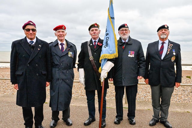Bexhill, UK, 12 November 2023. Veterans, Youth Groups and Community members attend the Remembrance Day Service in Bexhill, East Sussex. Photo by Lee Floyd: https://www.leefloyd.co.uk/