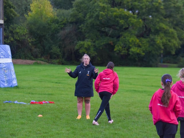 Girls at Burgess Hill RFC get a visit from Harlequins Women