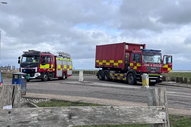 The fire service by the wastewater treatment works in Eastbourne. Picture from Sussex news and pictures