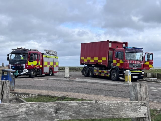 The fire service by the wastewater treatment works in Eastbourne. Picture from Sussex news and pictures