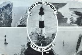 Eastbourne postcard with Beachy Head lighthouse