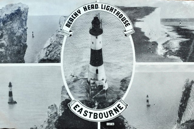 Eastbourne postcard with Beachy Head lighthouse