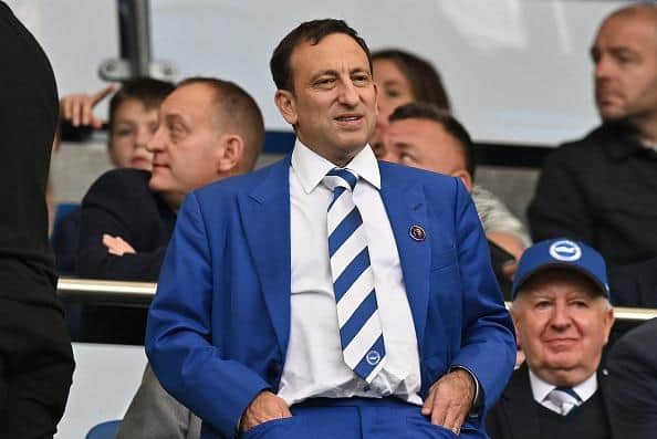 Brighton's chairman Tony Bloom looks on ahead of the Premier League clash between Brighton and Chelsea