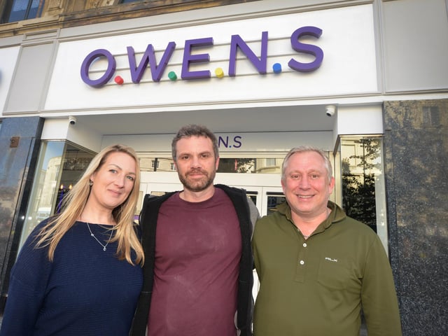 Owens in Hastings. L-R: Debbie and Graham Owen with Justin Manning, who's the chief finance officer.