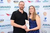 Lee Stace & Caroline Stace collect the award for Amberley Village Stores & Post Office. (Photo contributed)