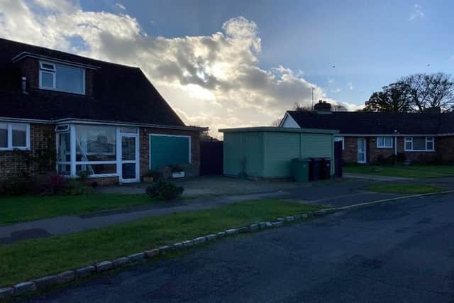 The large summerhouse was constructed on the front garden and driveway of a property in Reedswood Road, Broad Oak, near Rye, East Sussex in September 2019.