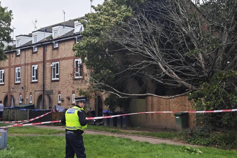 Emergency service personnel cordoned the affected area in Whitebeam Road after a tree fell onto a house