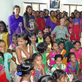 Sylvia Holder in India with children from the Venkat Trust