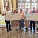 Former Mayor, Councillor Rodohan, (fourth from left) and the Mayor, Councillor Candy Vaughan (third from left) with representatives of Eastbourne Mencap and Eastbourne Foodbank. Picture contributed