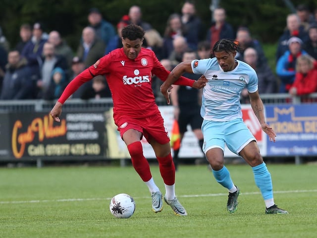 Worthing v Eastbourne Borough in action at Woodside Road on Boxing Day