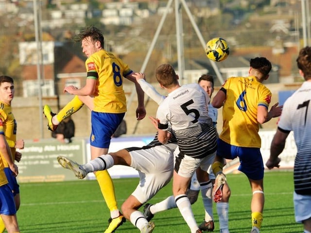 Action, celebration and crowd pictures from Lancing v Littlehampton Town at Culver Road