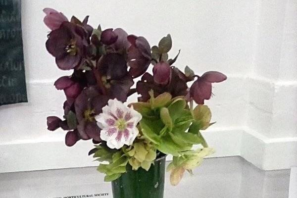 A vase of garden flowers