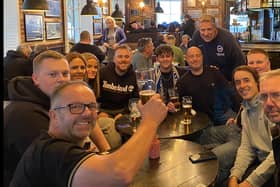 Graham Shergold with other Brighton fans in Amsterdam. Picture: submitted