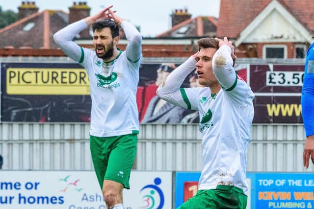 A Rocks chance goes begging vs Billericay - but boss Robbie Blake says the team have plenty to play for this season | Picture: Tommy McMillan