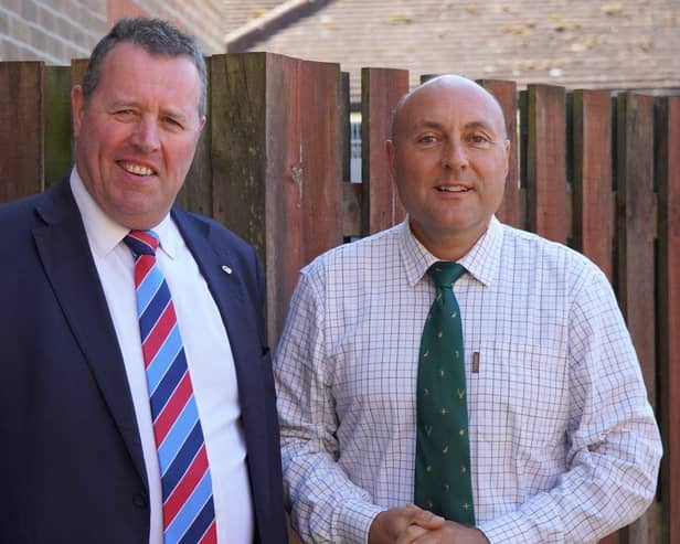 Farming Minister Mark Spencer with host MP Andrew Griffith 