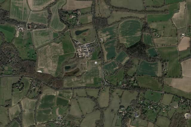 DM/23/0208: Land To South Of Holmsted Farm, Staplefield Road, Cuckfield. Change of use of agricultural land to use for exercising of dogs including perimeter fence, pathway, shelter and associated parking. (Photo: Google Maps)