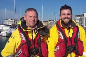Two of Eastbourne RNLI's volunteers were called into action on Saturday, April 8 to help save a two-year old child in peril.