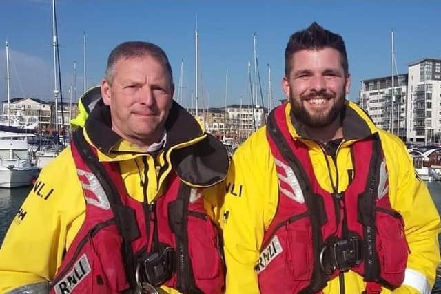 Two of Eastbourne RNLI's volunteers were called into action on Saturday, April 8 to help save a two-year old child in peril.