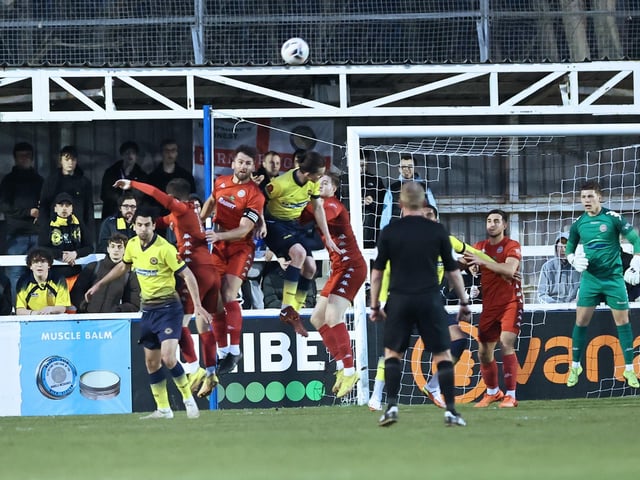 Action from Worthing's 1-0 win at Farnborough in the National League South