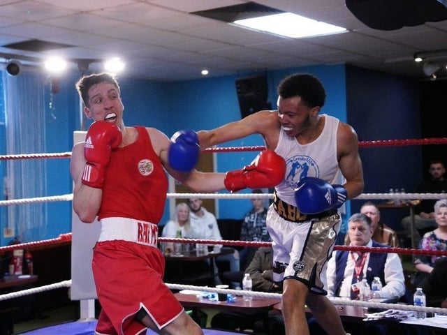 Action from Crawley's junior boxing squad at their annual blockbuster at the Goffs Park Social Club on Sunday. Picture by Max Spanner Photography