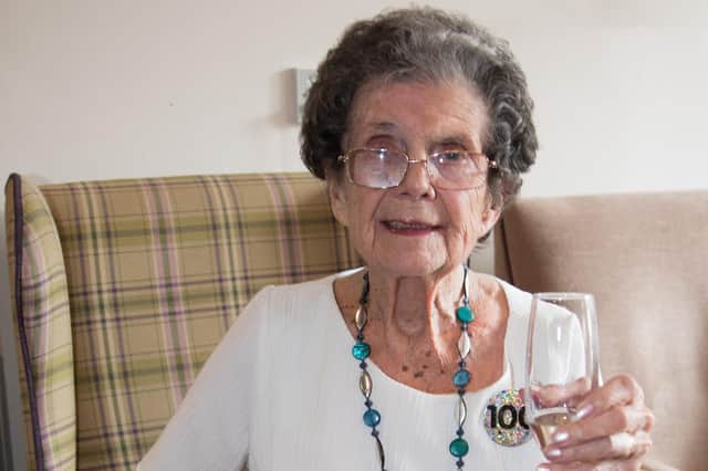 Eunice Rogers celebrates her 100th birthday at Westlake House care home in Horsham. Photo contributed