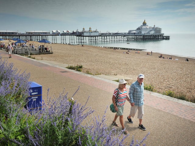 Eastbourne seafront pictured on July 30 2024 during a mini heatwave.