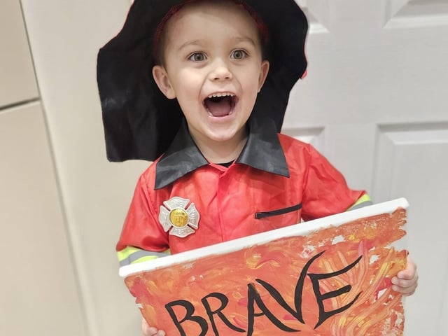 Crystal Hopkins sent in this picture of three-year-old Cass, ready for the Vocab Day parade
