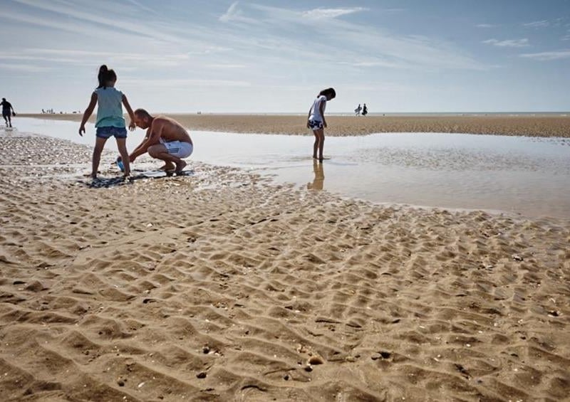 Camber Sands, along from the Rye, is one of the busiest beaches in Sussex. Its long stretches of sand can attract thousands of people during sunny days in the summer. There are three car parks (pay on arrival) operated by Rother District Council. It has good facilities with shops, pubs and restaurants close by. If you plan to use an inflatable, be aware of off-shore winds which can blow them out to sea if not tethered. Camber is home to the only sand dune system in East Sussex, which provides a home to many animals and plants. There is a Water Sports Zone, suitable for kite surfing and other water sports activities, located at the Broomhill car park. To make the beach a safer environment for families, it is zoned to separate activities.