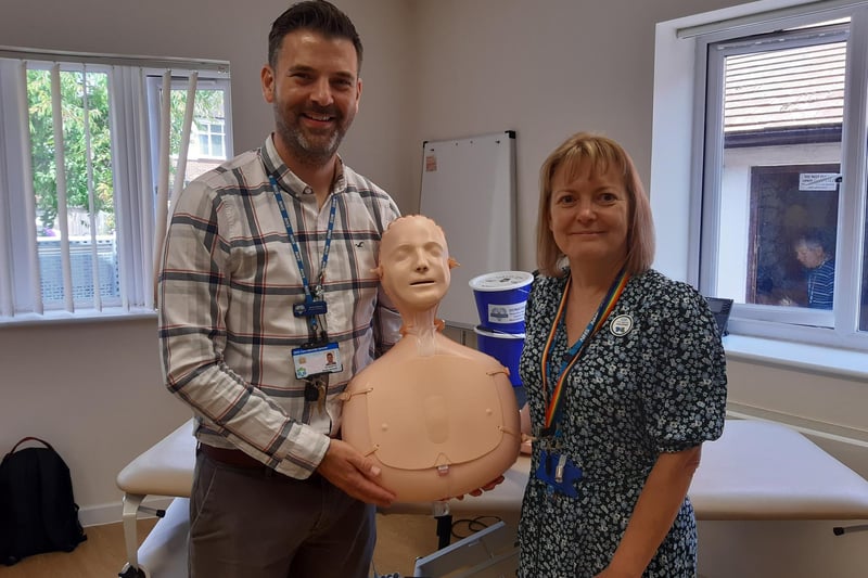 Paramedic practitioner James Schmidt and lead nurse Karen Jacobs were offering CPR demos, first aid information and health checks
