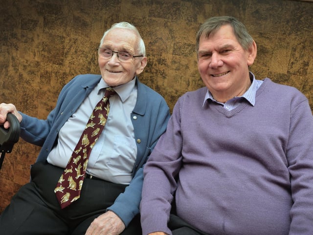 Shaw's hairdressers, Norman Road, St Leonards, is closing its doors after 78 years of trading. Michael Shaw with Rodney Green, who was the first customer when he was 10 years of age in 1945.