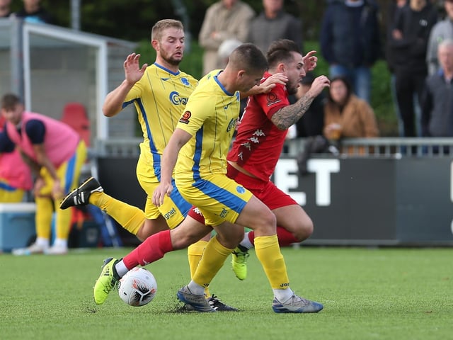 Action from Worthing FC's 1-1 draw with Taunton Town in National League South