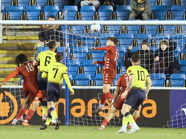 Action from Worthing's 1-0 win at Farnborough in the National League South